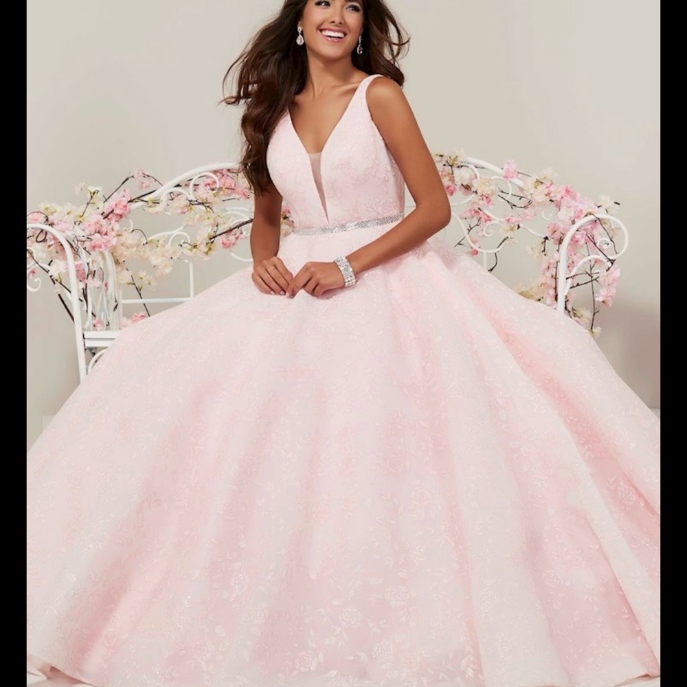 Tiffany Designs Pink Floral Prom Dress